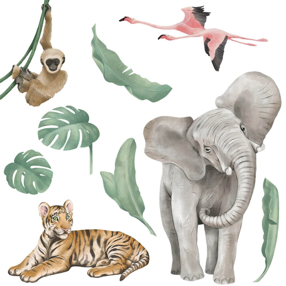 Seinakleebis safari- elevant ja tiiger